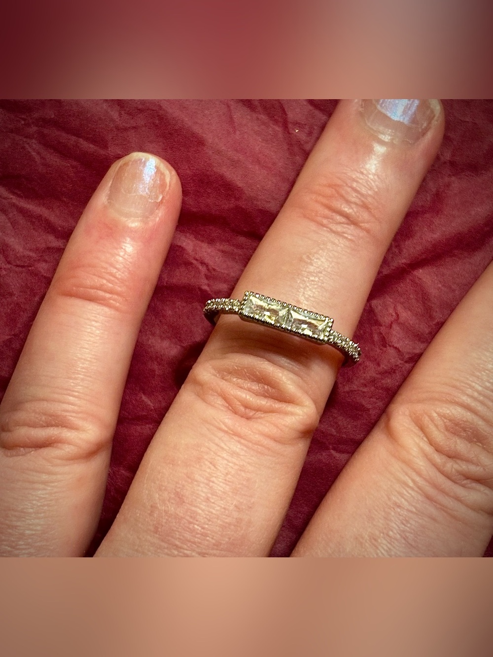 Charmed Aroma-Rhodium Plated Silver Ring W/AAA Cubic Zirconia Accent-Size 7